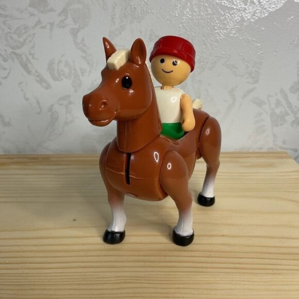 Playskool Lil Playmates Horse & Boy Green Pants Red Hat Farm Animal Figures